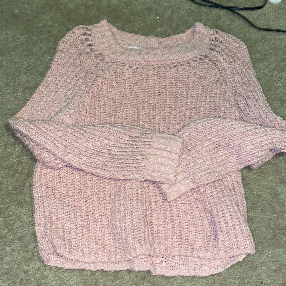 Cropped Pink Knit Sweater